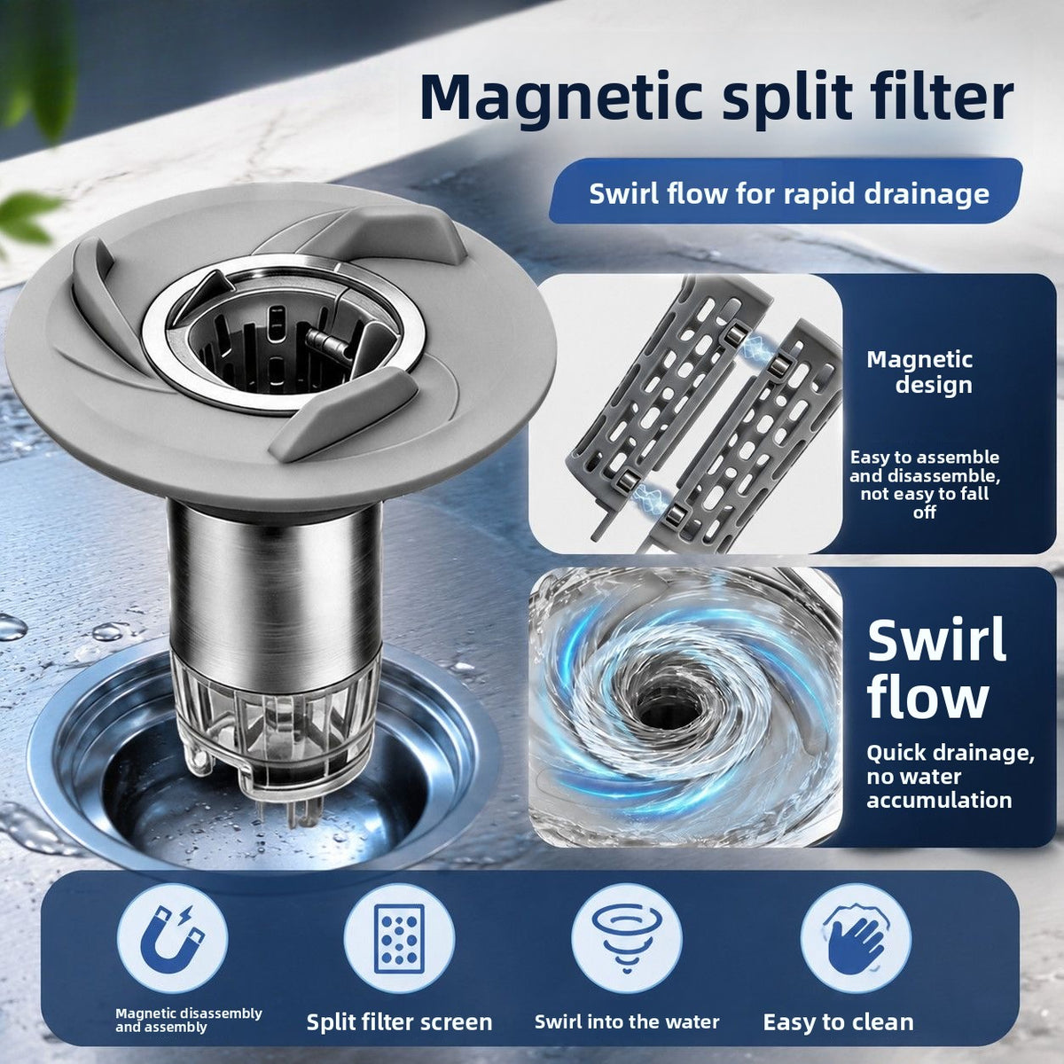 Magnetic Detachable Deodorizing Drain Strainer Core